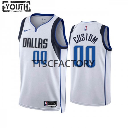 Maillot Basket Dallas Mavericks Personnalisé Nike 2022-23 Association Edition Blanc Swingman - Enfant